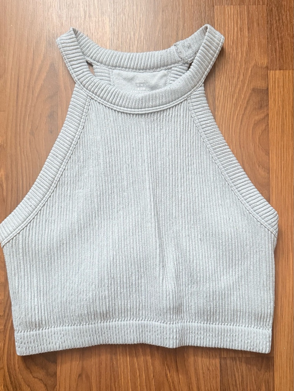 aerie Ribbed Crewneck Top in Light Gray